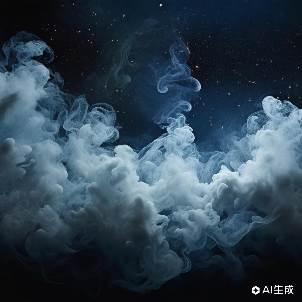 蓝色的烟雾像云似的：夜依然像灰蓝的烟雾般停留。